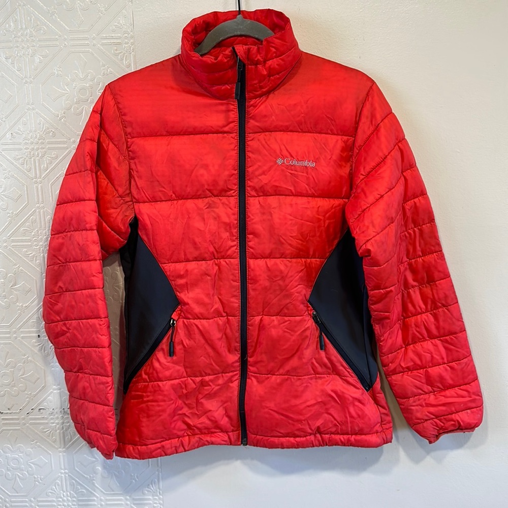 Red down Columbia filled jacket